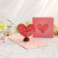 Stereoscopic Valentine's Day Greeting Card - Front View with Cherry Blossom Tree.