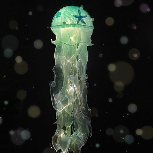 Jellyfish Lamp - Front view of mesmerizing green jellyfish, gracefully illuminated
